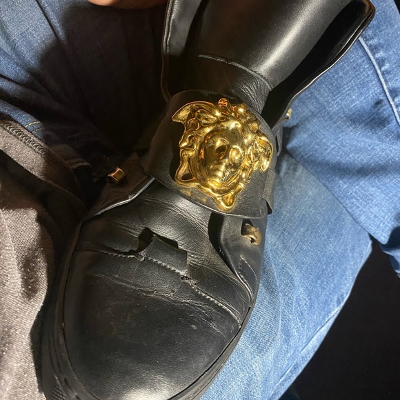 Versace Blue Leather Medusa High-Top Sneakers Size 45.5 - Picture 8 of 10